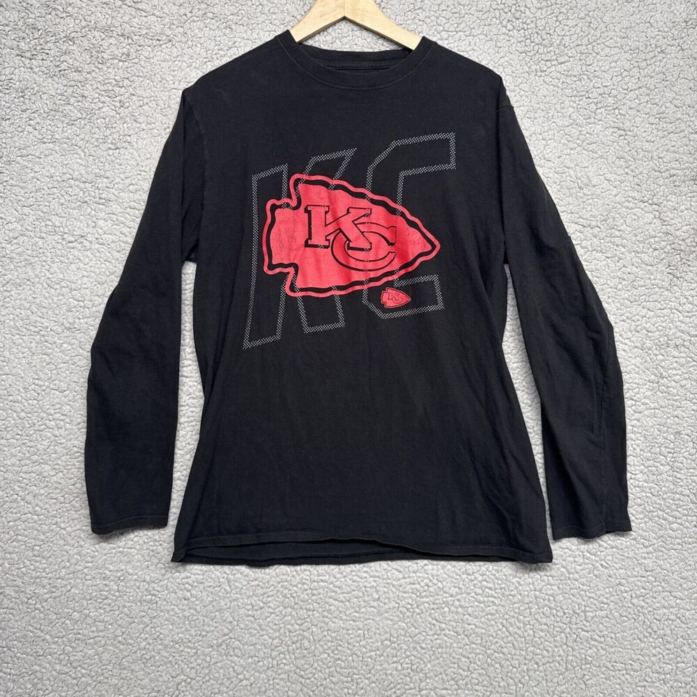 NFL Team Apparel Men's KC Chiefs Long Sleeve Black Shirt Size Large